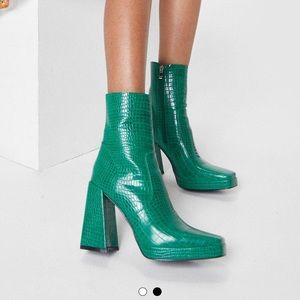Nasty Gal Green Booties (size 9)